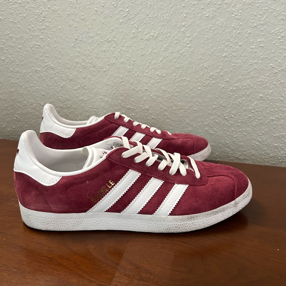 Adidas Gazelle Burgundy and White Sneakers
